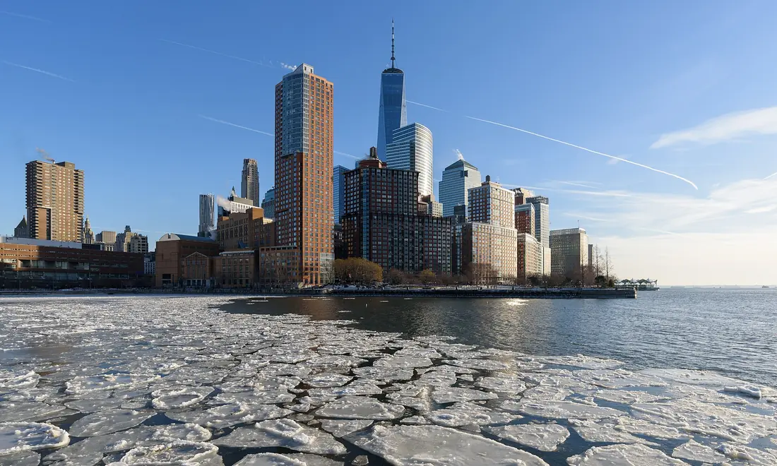 The Lower Manhattan skyline across the water, New York City